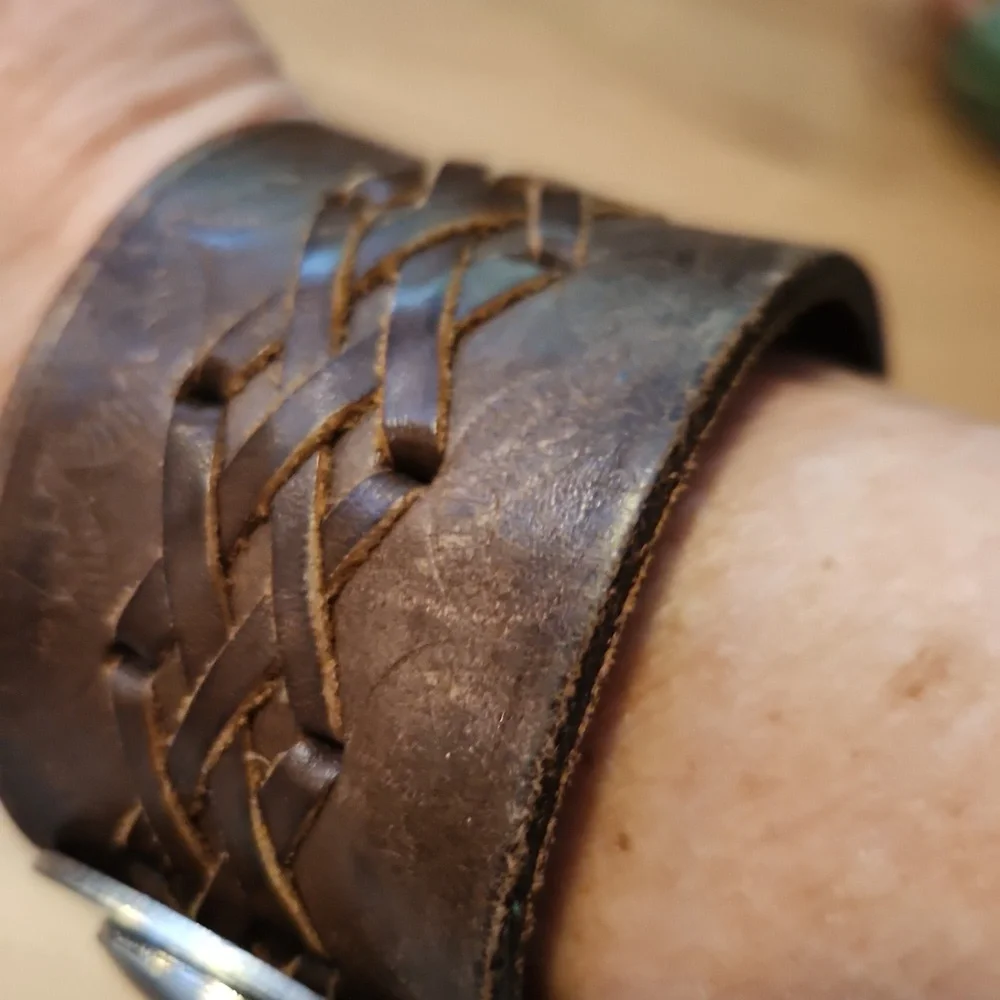 Banana Republic Brown Leather Bracelet With Silver Metal Detail